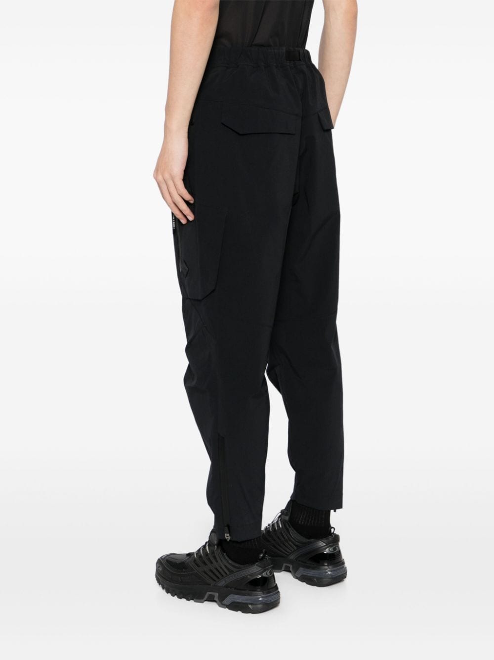 Shop Spoonyard Belted Tapered Cargo Trousers In Black