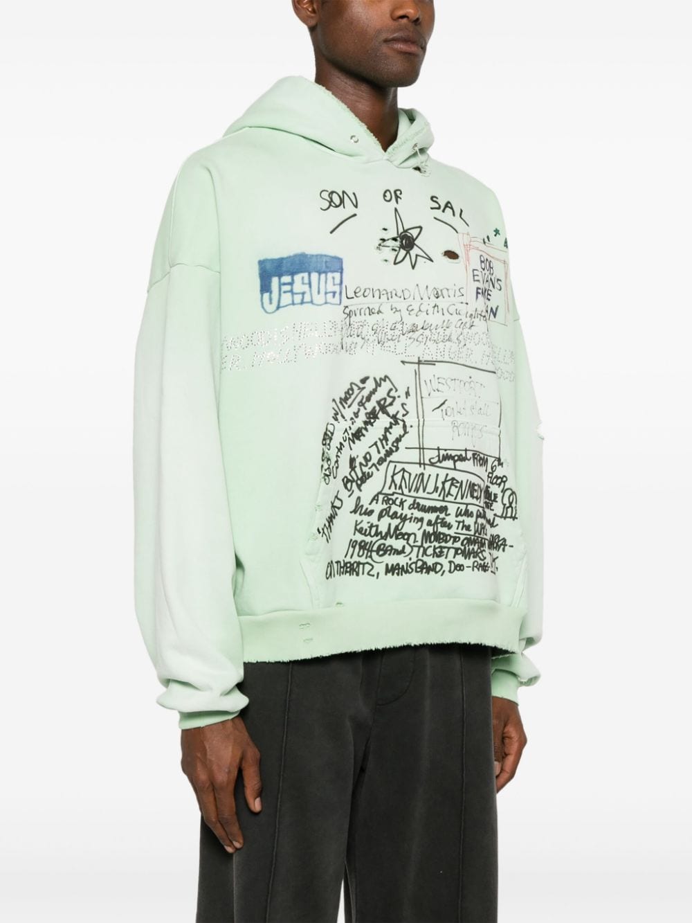 Shop Paly Printed Hoodie In Green