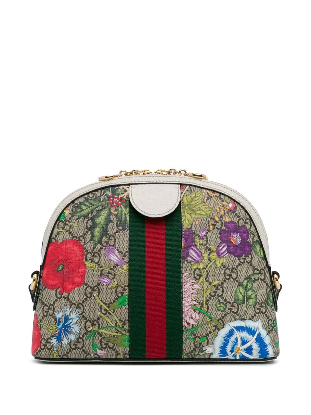 Gucci Pre-Owned 2000-2015 Small GG Supreme Flora Ophidia Dome crossbody bag - Bruin