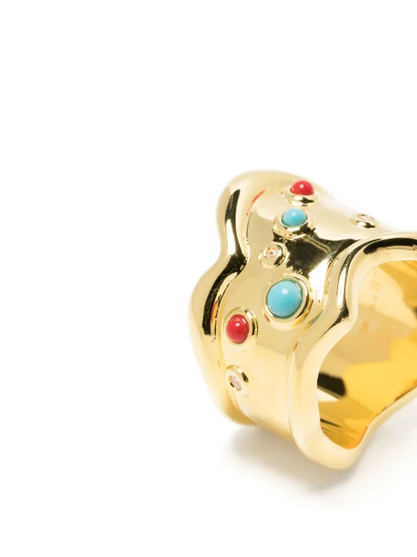 新品　Eshvi　crystal embellished ring Eshvi crystal-embellished Ring | Gold | FARFETCH