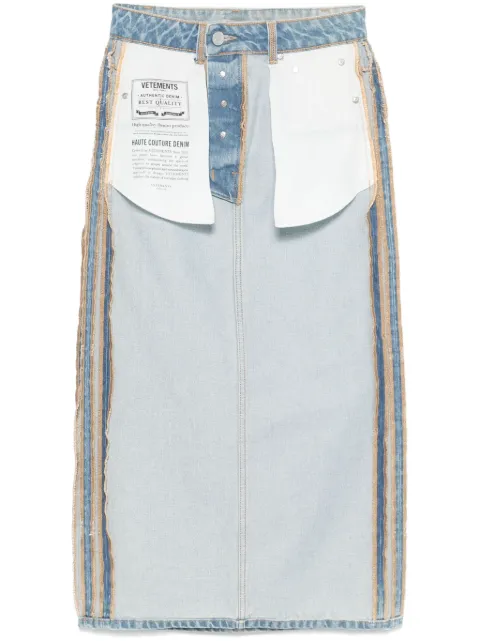 VETEMENTS Inside-Out denim midi skirt 
