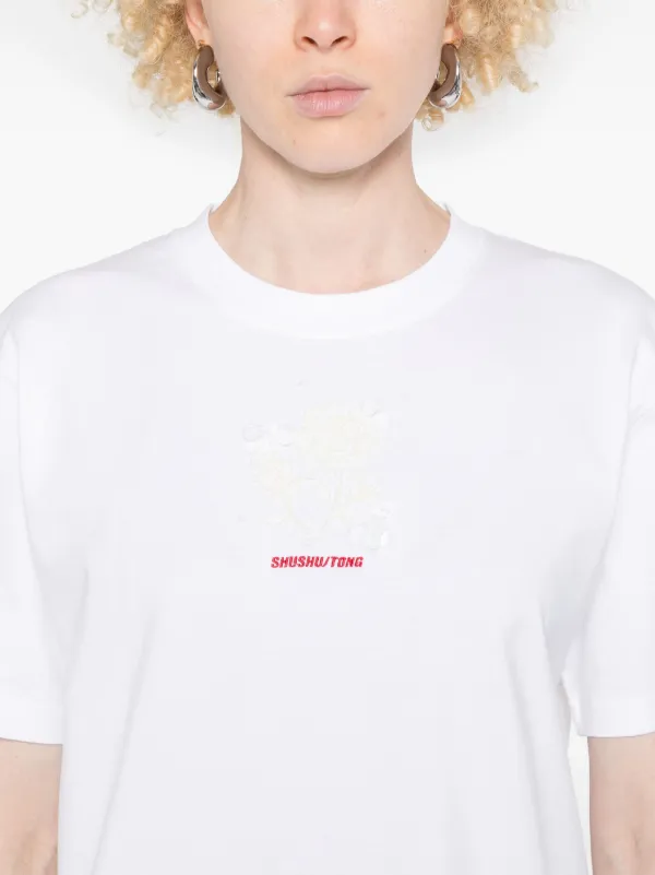 SHUSHU/TONG floral-appliqué T-shirt | White | FARFETCH