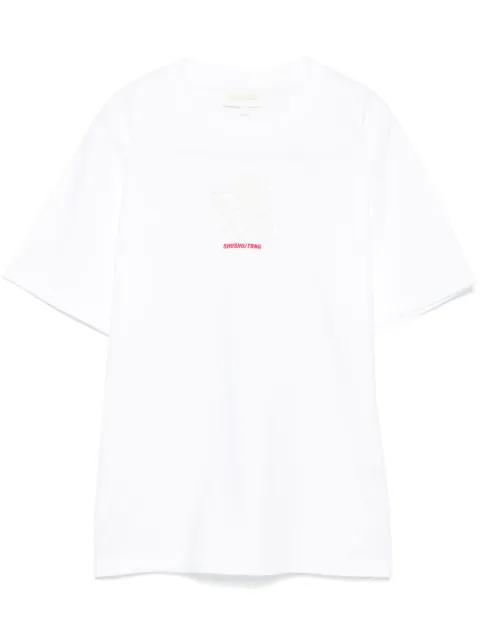 SHUSHU/TONG floral-appliqué T-shirt