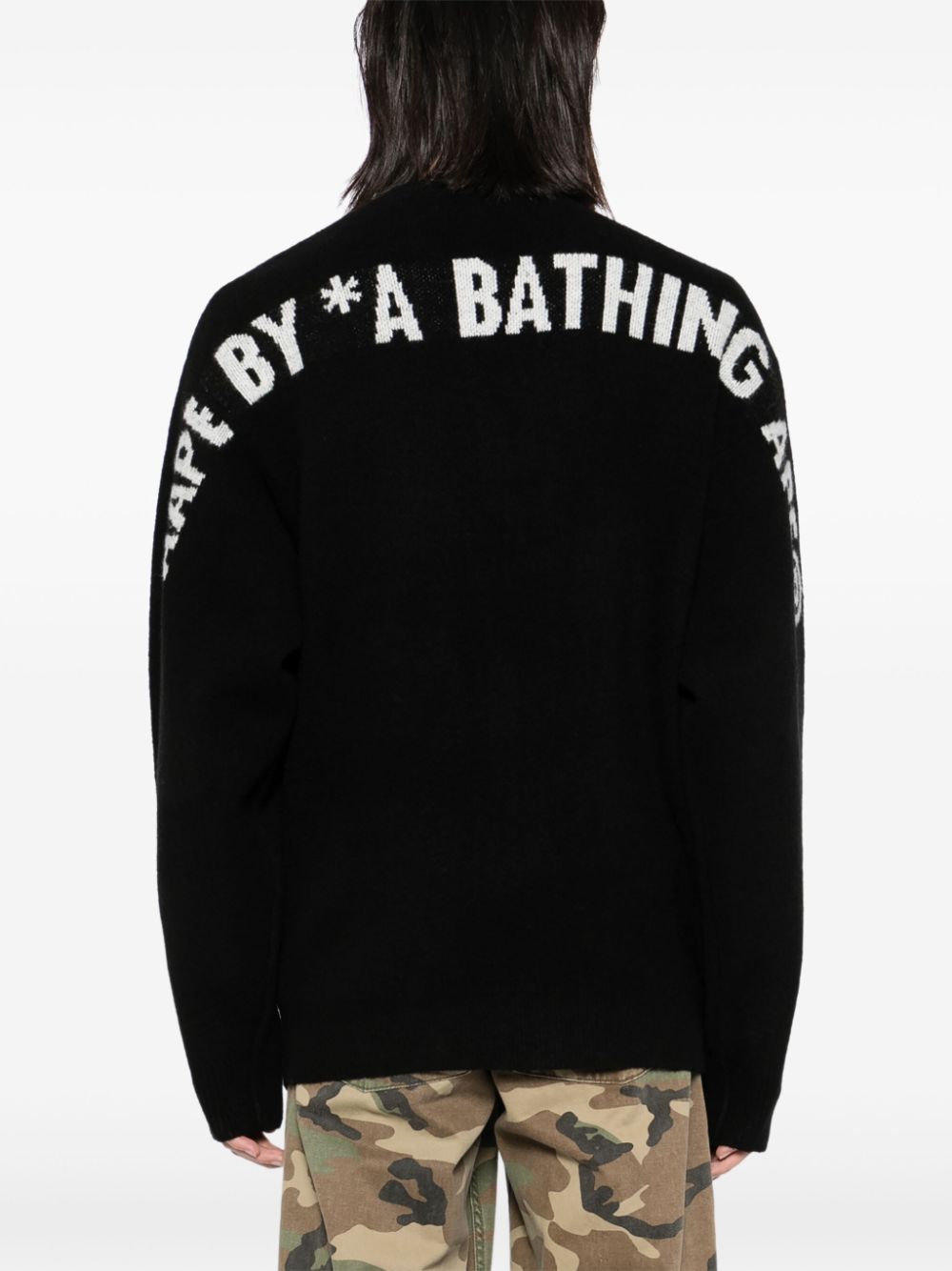 Shop Aape By A Bathing Ape Moonface Logo Cardigan In Black