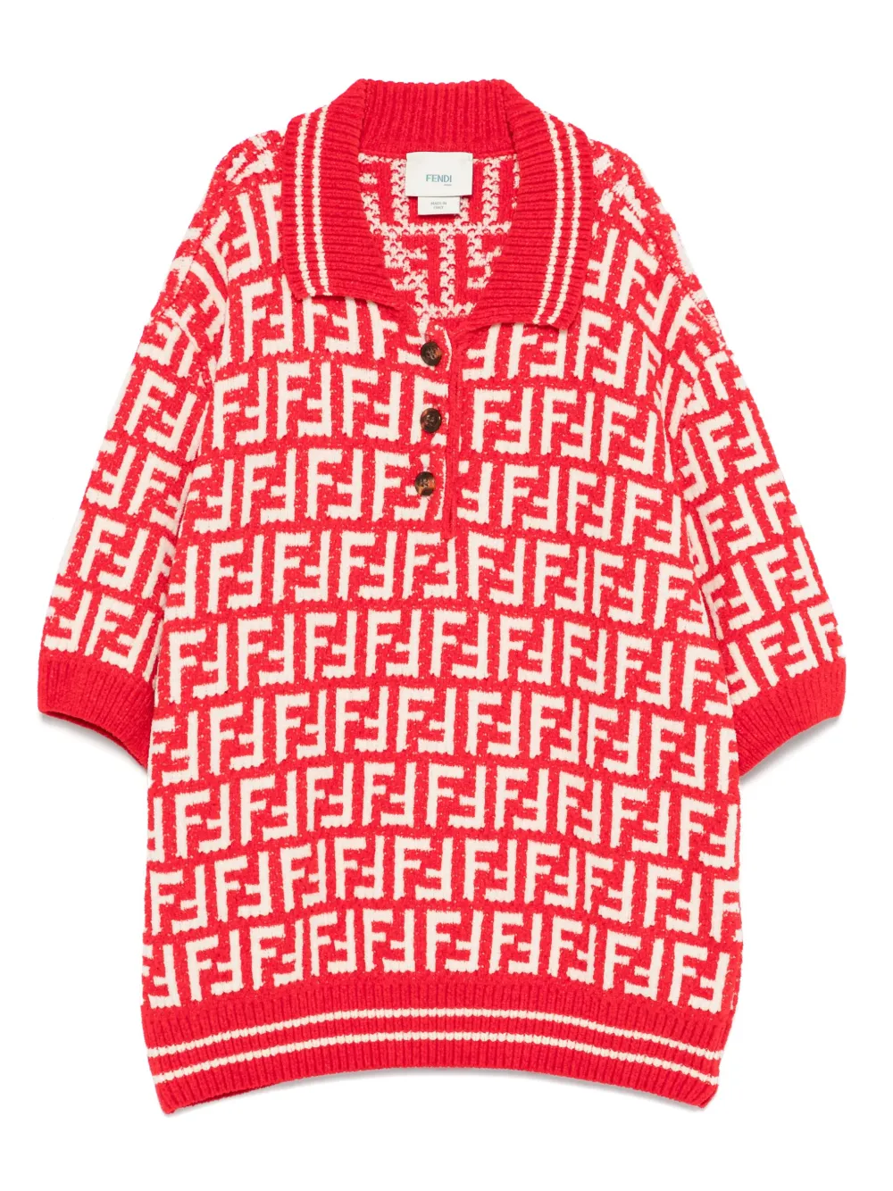 Fendi Kids Poloshirt met FF jacquard Rood