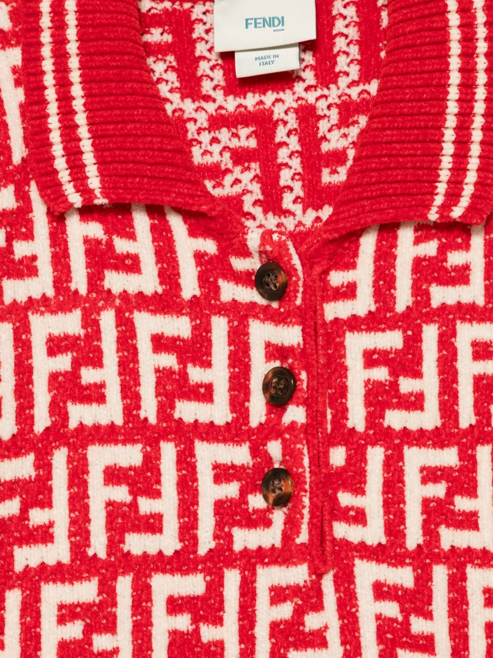 Fendi Kids Poloshirt met FF jacquard Rood