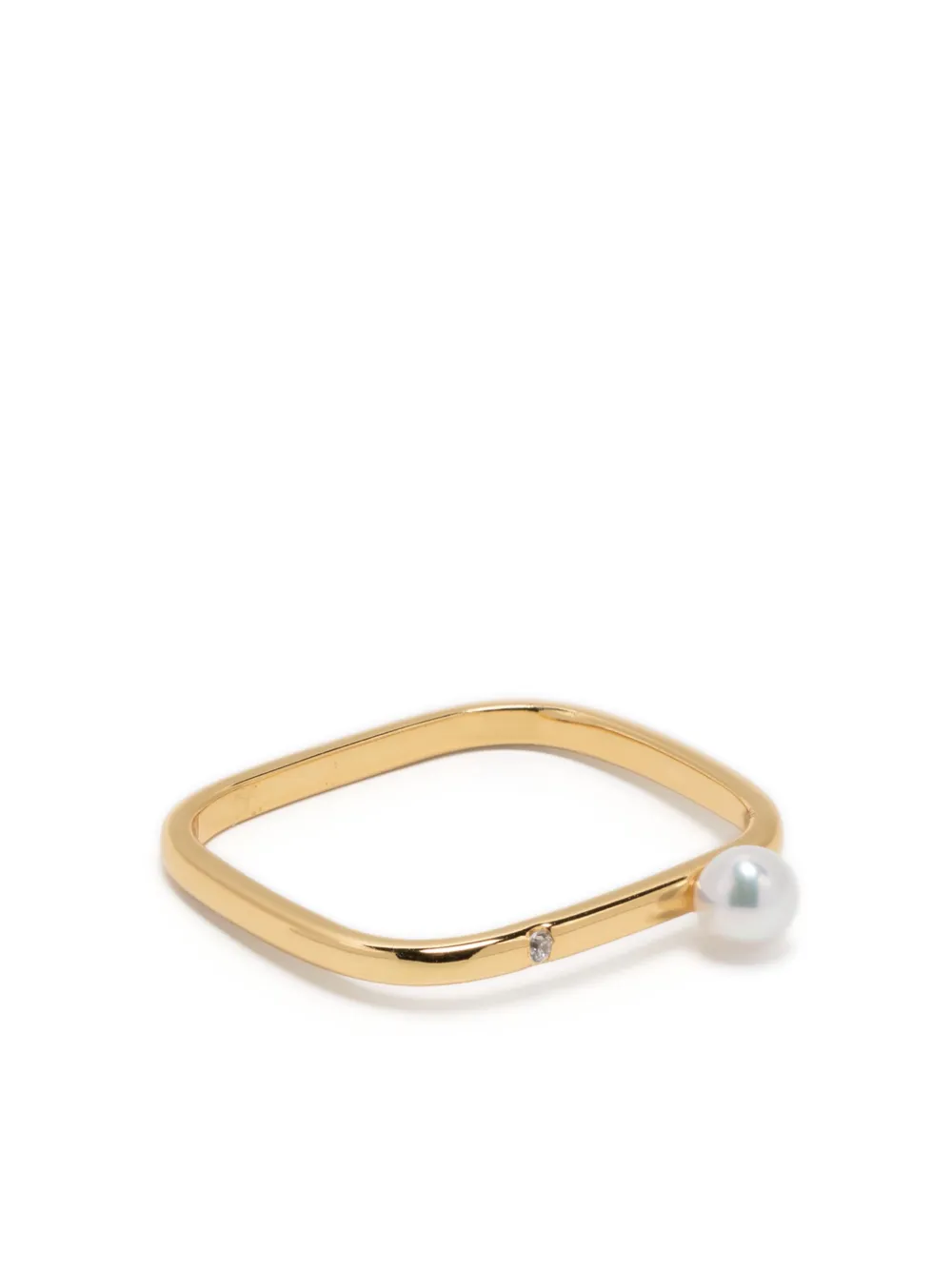 Eshvi square pearl ring | Gold | Image 1