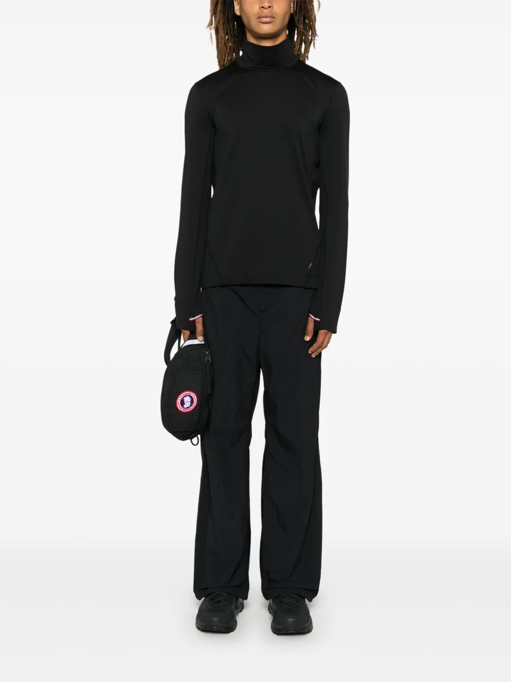 Moncler Grenoble T-shirt met gedrapeerde hals - Zwart