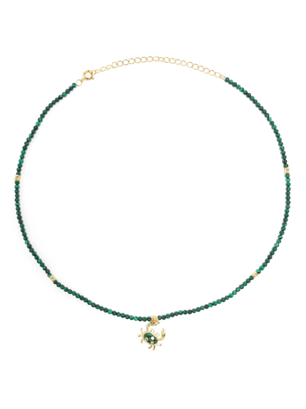 malachite single crab necklace