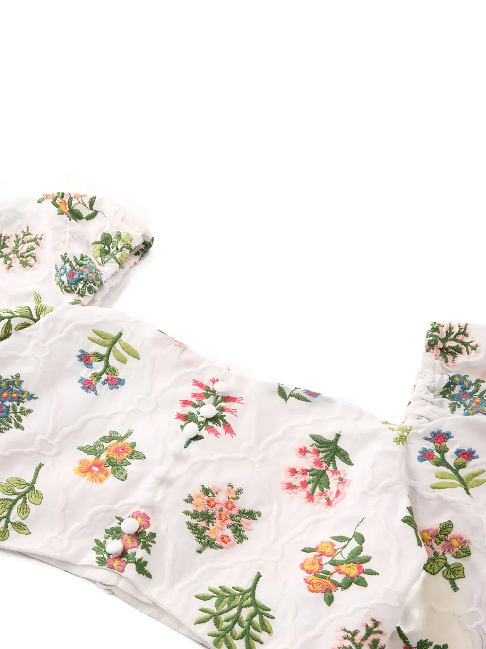 MARLO Lilian top met pofmouwen en borduurwerk Wit