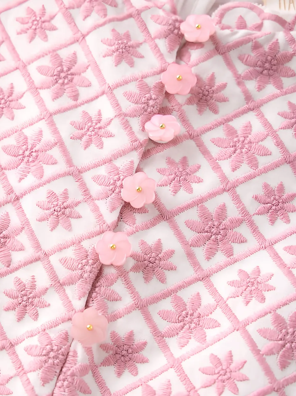 MARLO Brielle jurk met geborduurde bloemen Roze