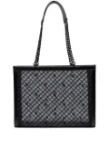 Elisabetta Franchi large flocked-logo mesh shoulder bag - Black