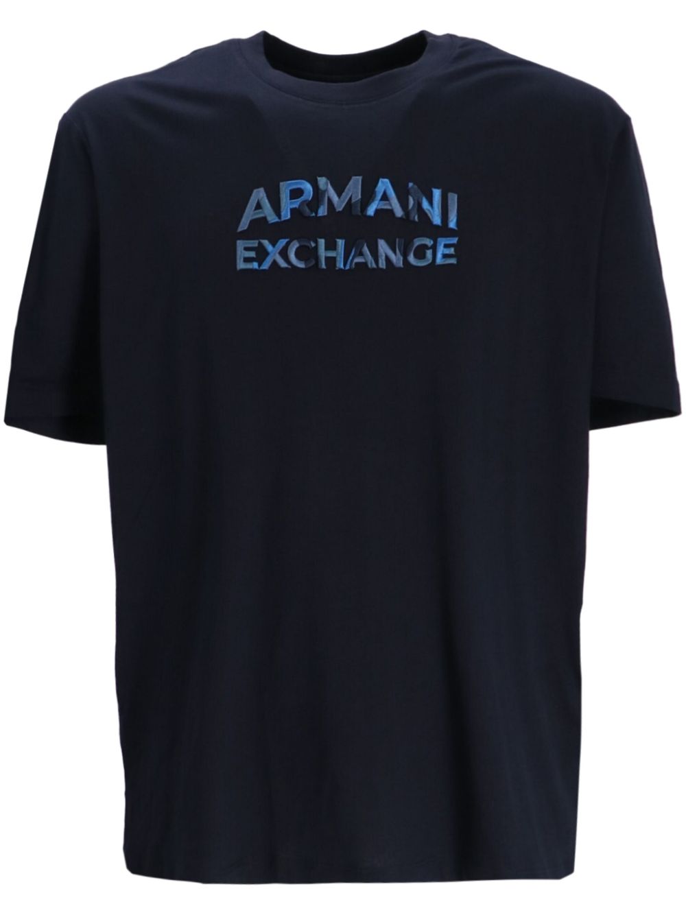 Armani Exchange logo-embroidered cotton T-shirt - Blue