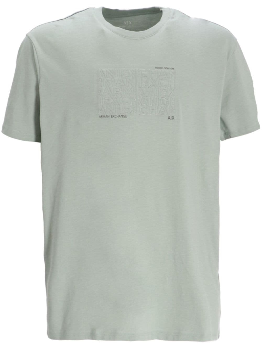 Shop Armani Exchange Logo-embroidered Cotton T-shirt In Green