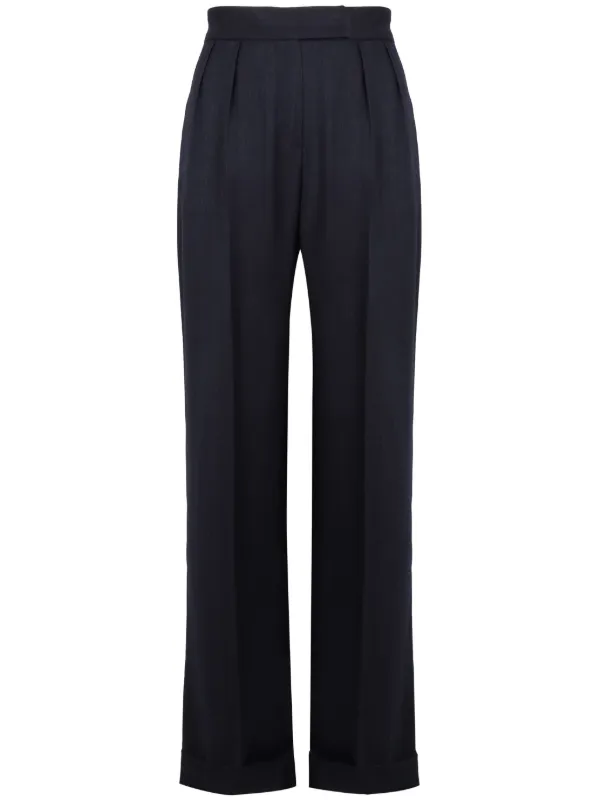 Kiton Virgin Wool Straight-leg Trousers in Blue