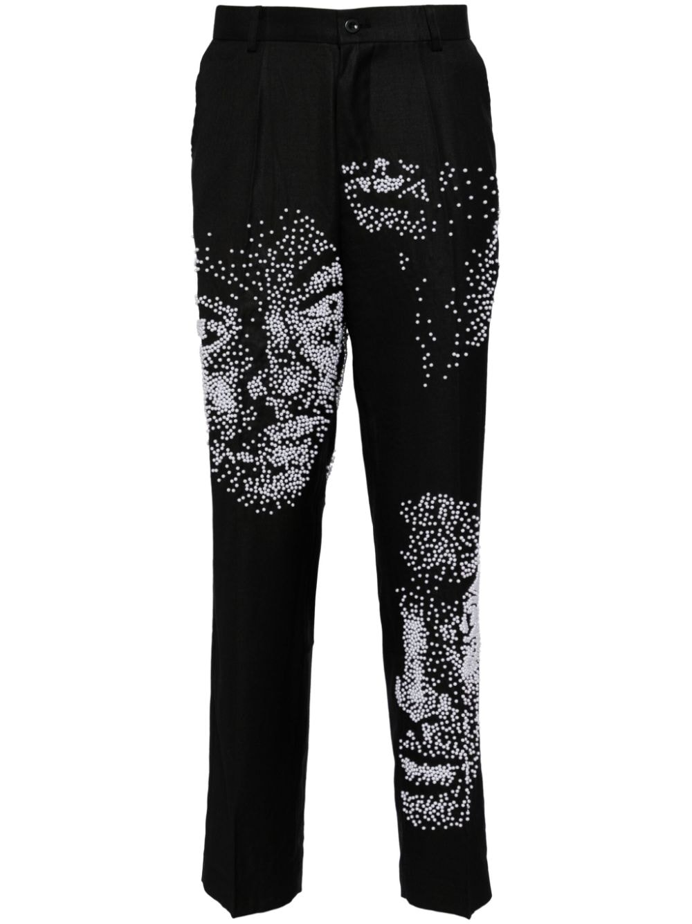 Shop Kidsuper Faux-pearl Embellishment Straight Leg Trousers In Black