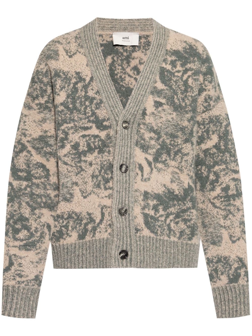 AMI Paris patterned-jacquard cardigan - Neutrals