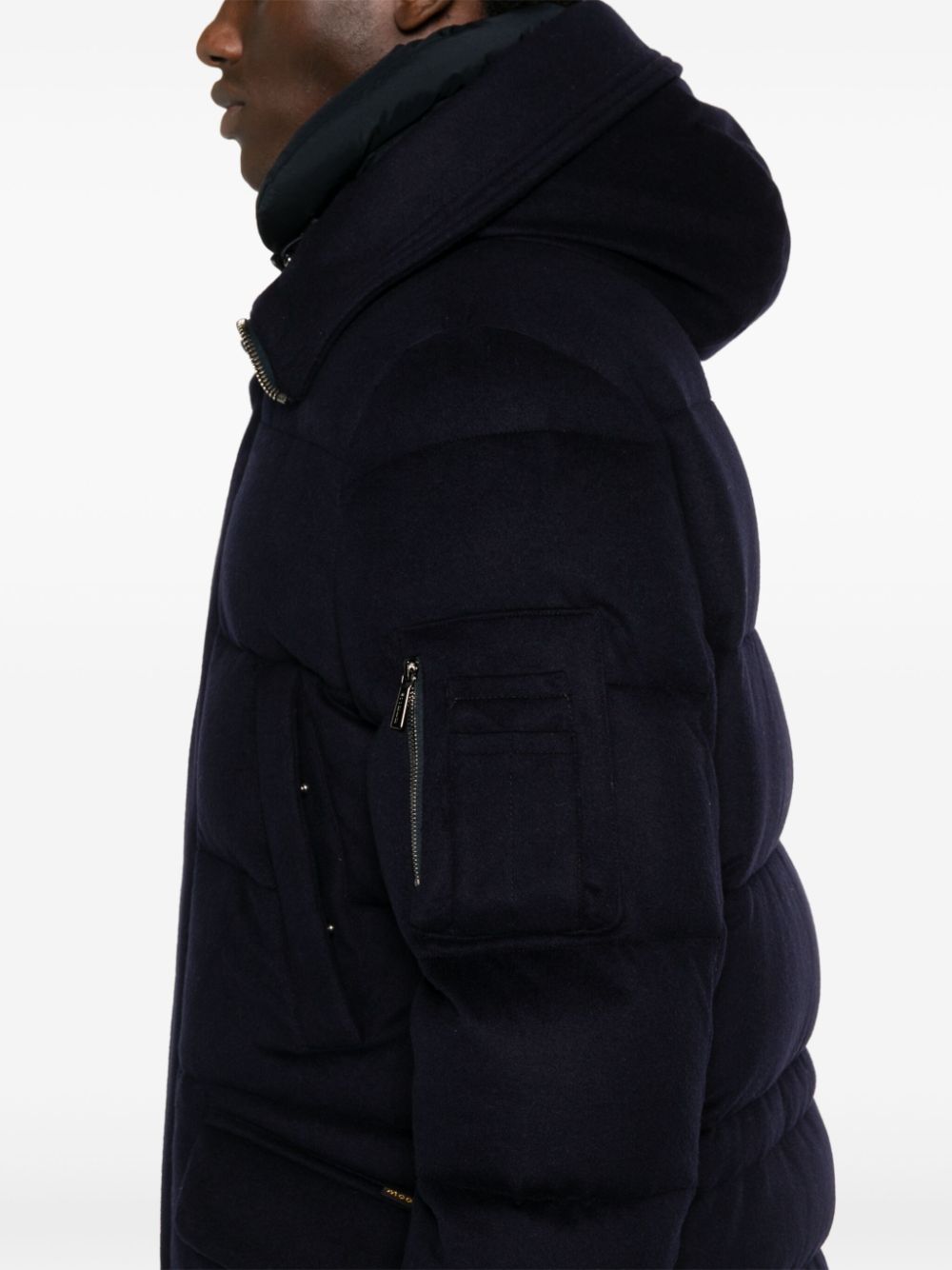 Shop Moorer David Padded Coat In Blue