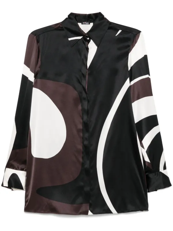 Kiton Abstract-print Shirt in Brown