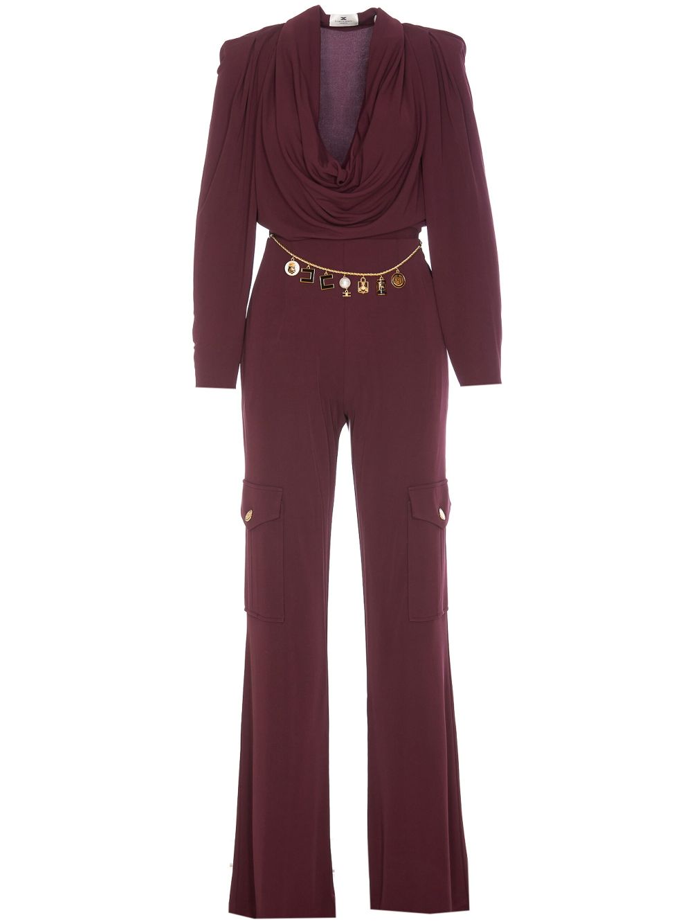 Elisabetta Franchi charm-belt jersey jumpsuit - Red