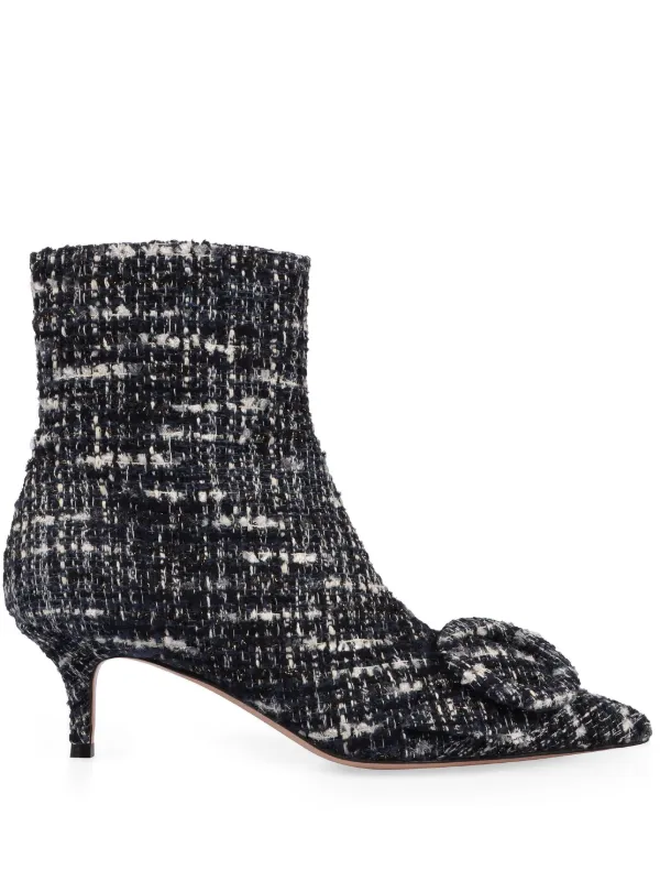 Gianvito Rossi Bouclé Ankle Boots in Black