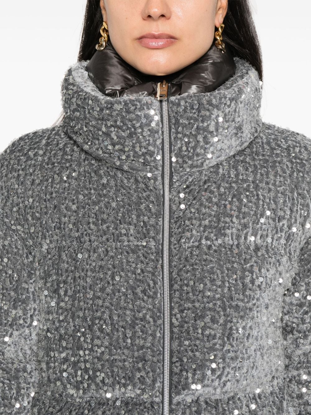 Shop Herno Sequin-embellished Padded Jacket In Grey