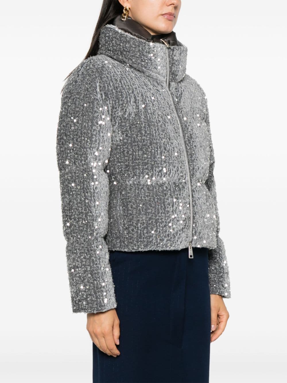 Shop Herno Sequin-embellished Padded Jacket In Grey