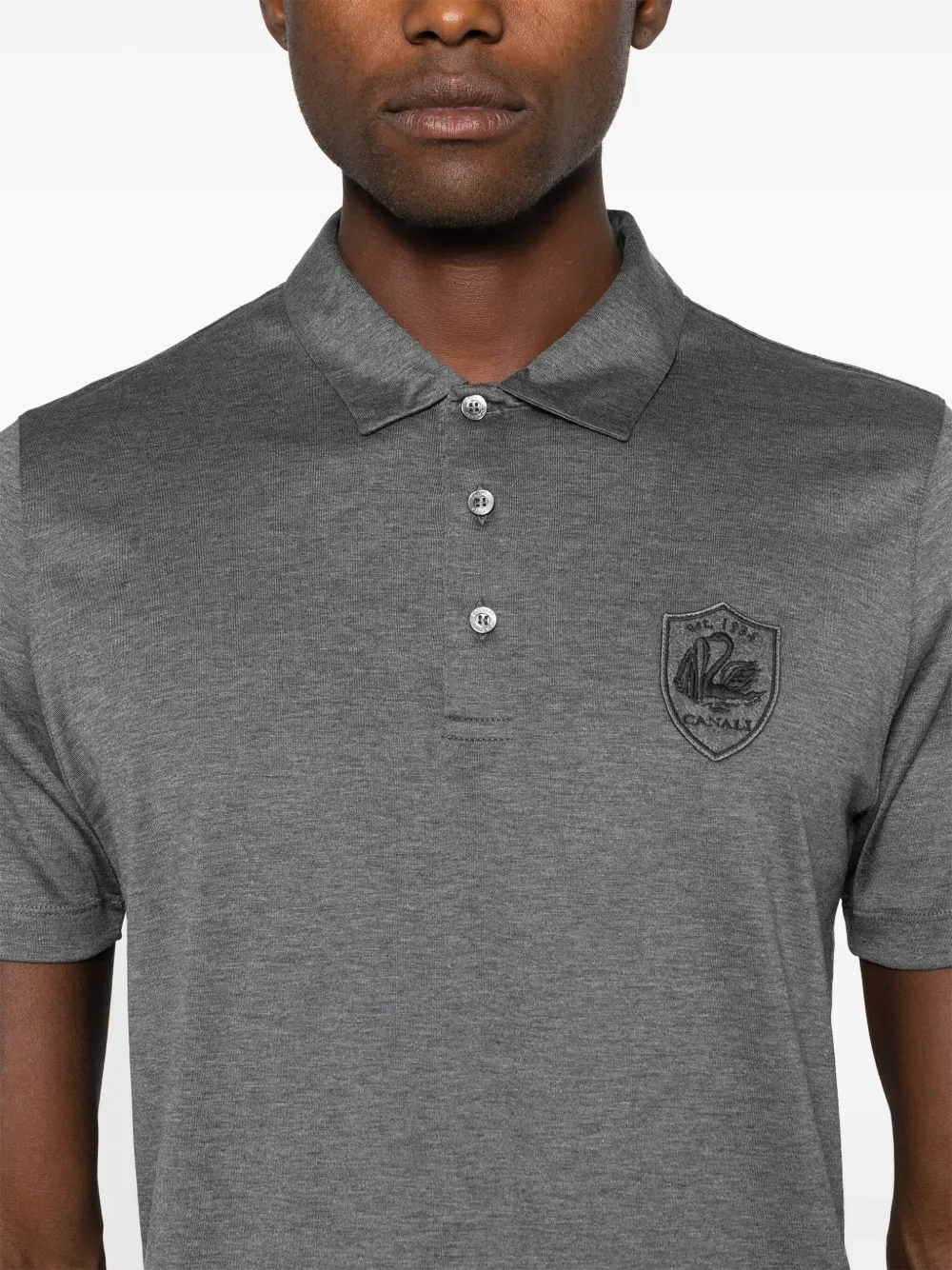 Canali Poloshirt met logopatch Grijs
