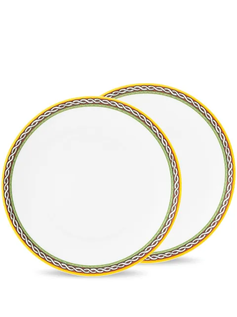 Dolce & Gabbana set de dos platos de postre con ribete Carreto Siciliano