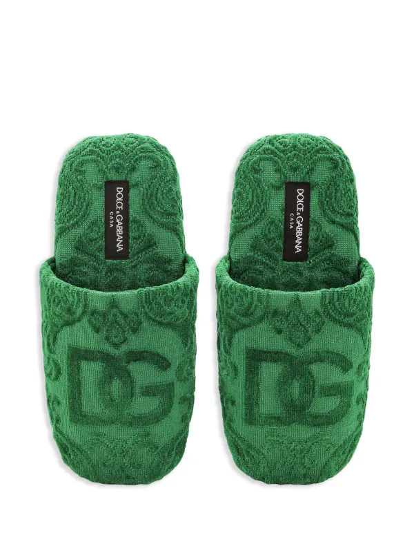 Dolce & Gabbana DG-jacquard Cotton Slippers | Green | FARFETCH