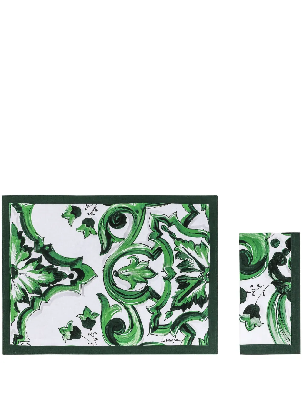 Dolce & Gabbana Maiolica-print placemat and napkin | Green | Image 1