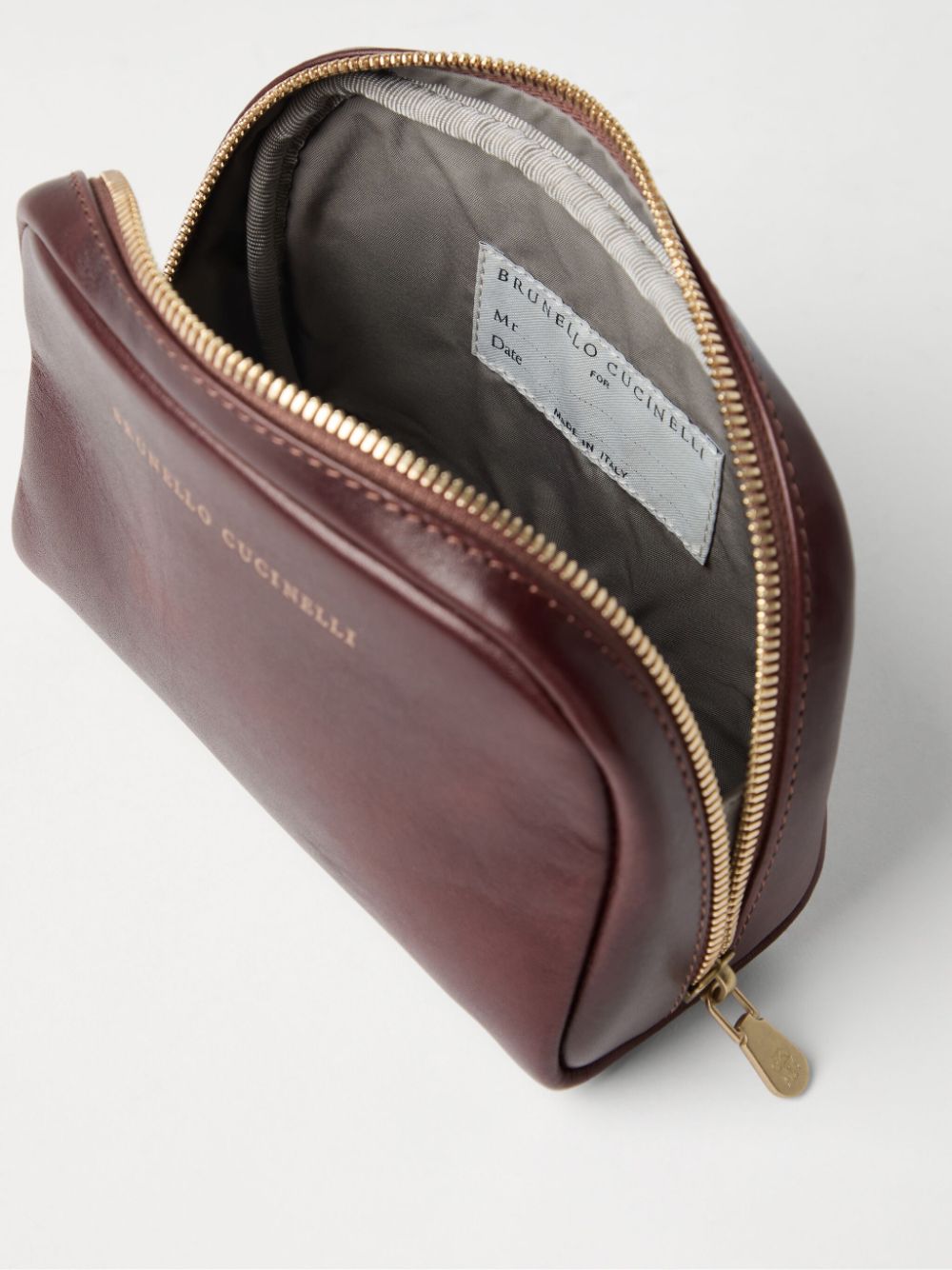 Brunello Cucinelli leather wash bag - Bruin