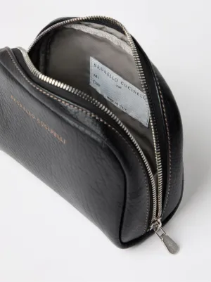 「BRUNELLO CUCINELLI」テクスチャード 化粧ポーチ ホワイト テクスチャードレザー 化粧ポーチ | BRUNELLO