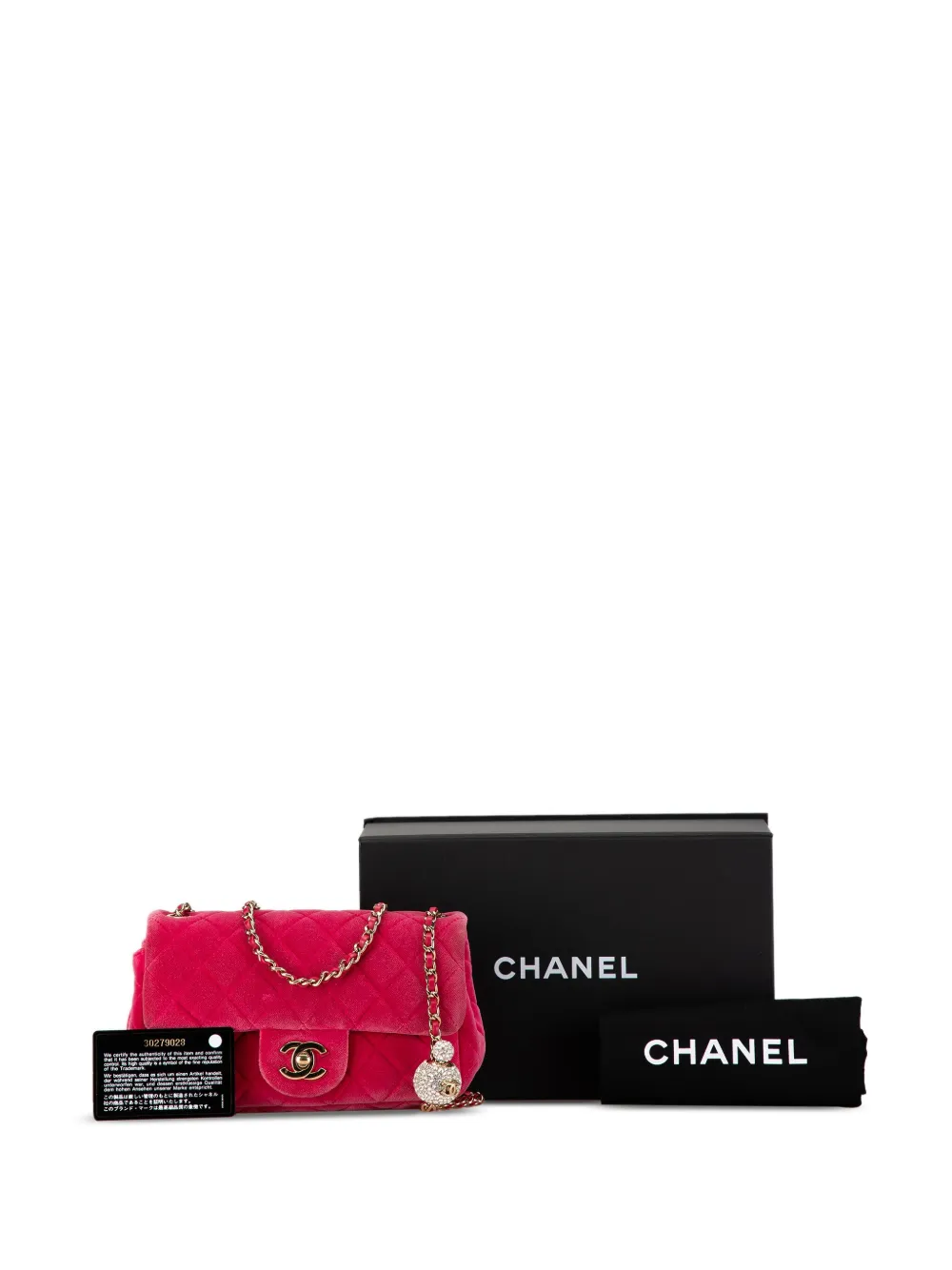 CHANEL PreOwned 2020 Mini Quilted Velvet Pearl Crush Single Flap