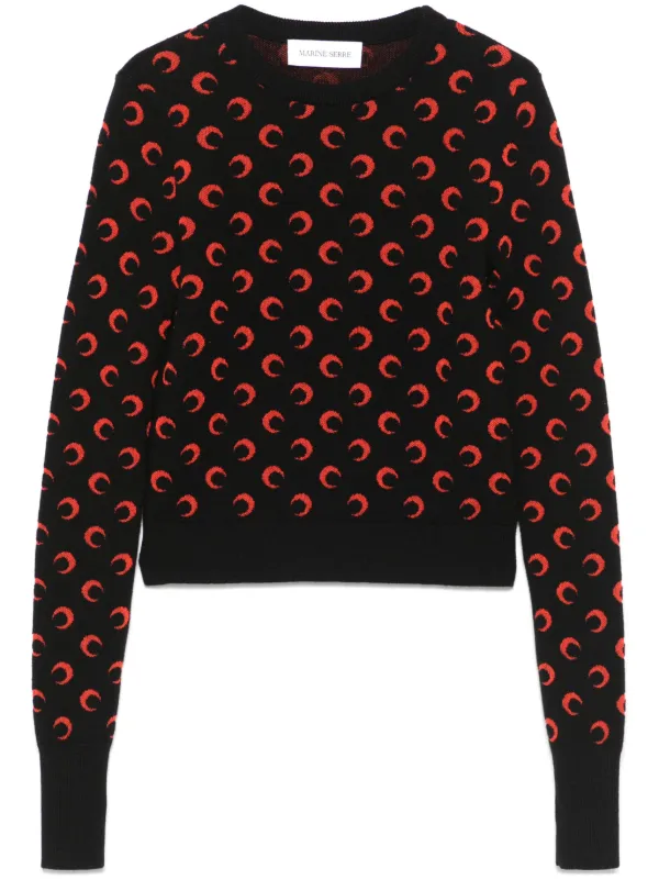 Marine Serre Crescent Moon-intarsia Sweater | Black | FARFETCH