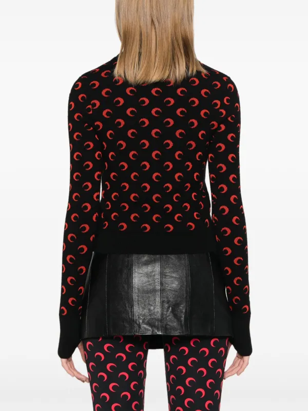 Marine Serre Crescent Moon-intarsia Sweater | Black | FARFETCH PH