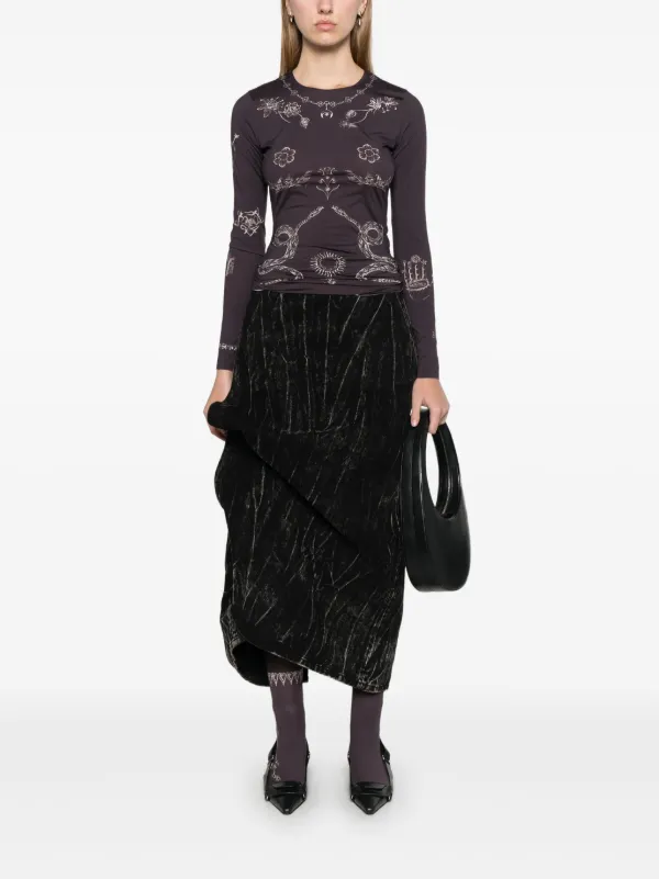 【MARINE SERRE】タトゥー プリント ジャージー タイツ Marine Serre Tattoo Printed Jersey Legging in Brown | FWRD