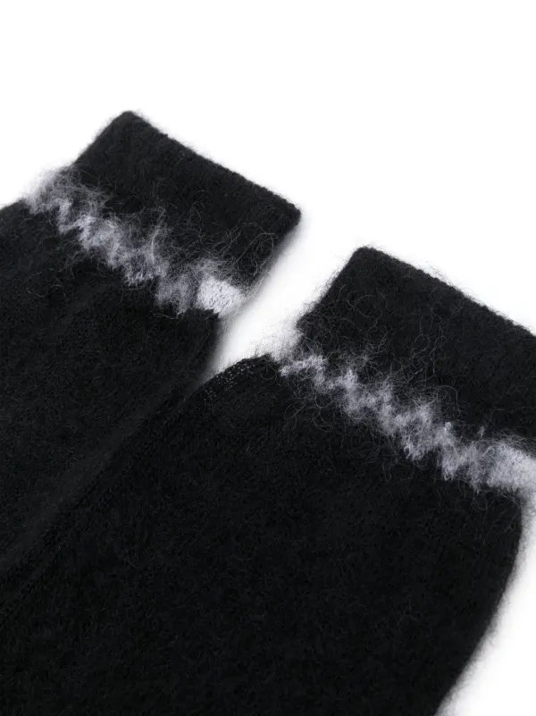 【関税込み】Marni ブラック オーバーサイズ ウール グローブ Marni stripe-detail Gloves | Black | FARFETCH JO