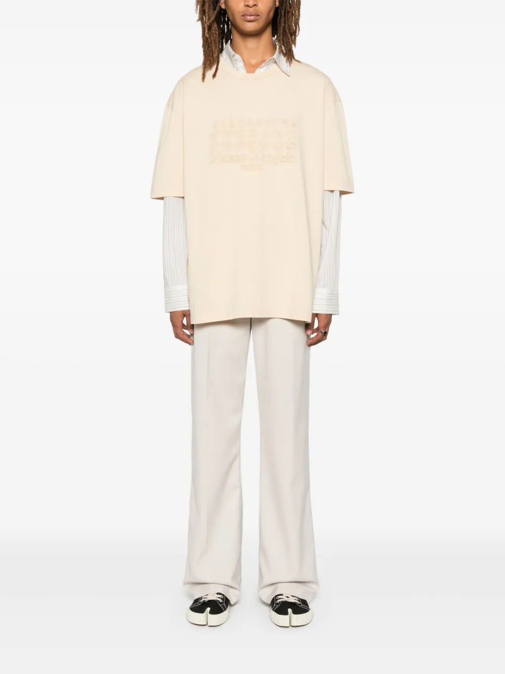 Maison Margiela T-shirt met geborduurd logo - Beige