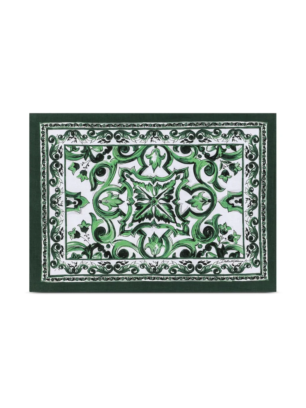 Dolce & Gabbana Maiolica-print Placemat And Napkin In Green