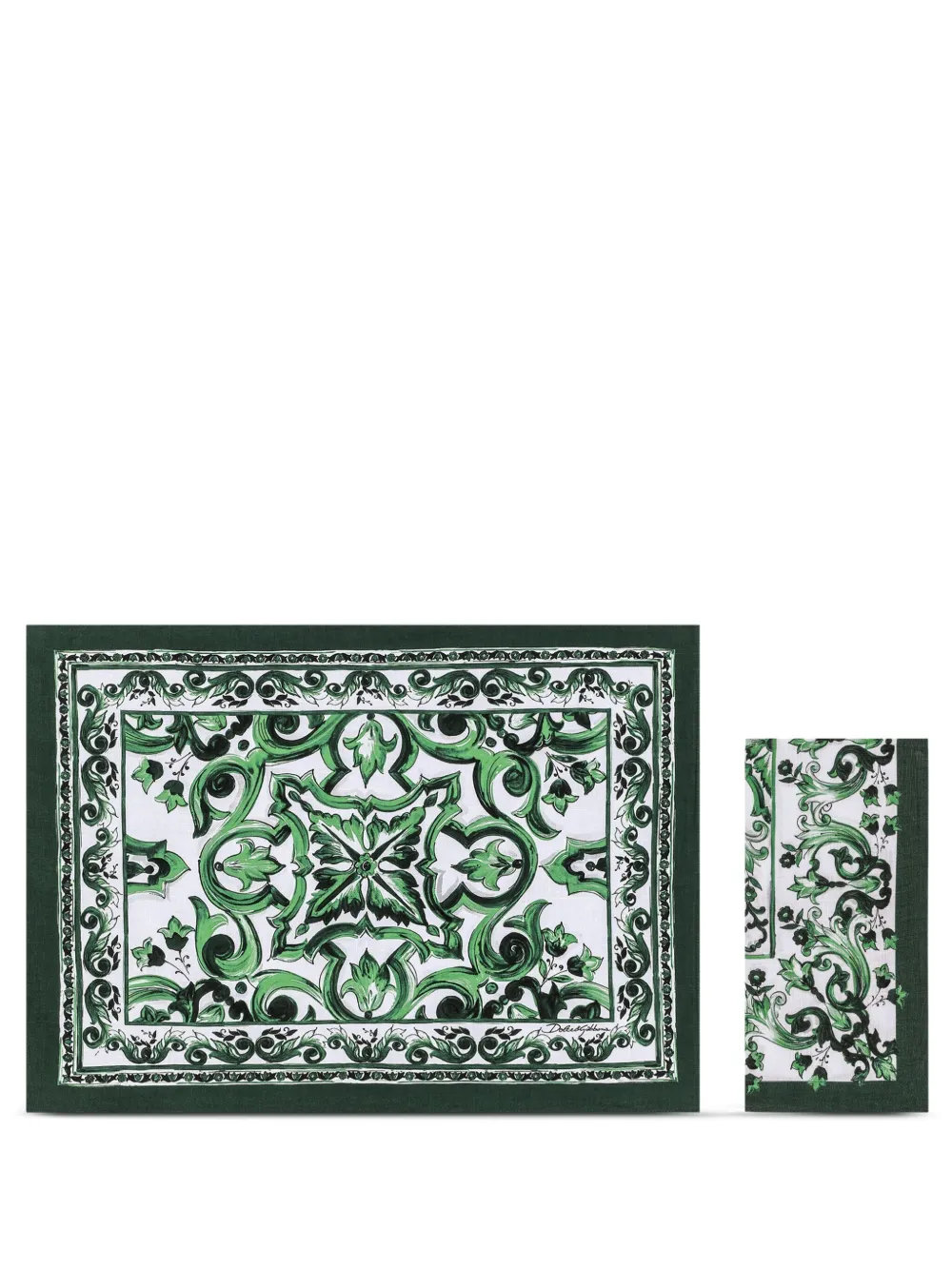 Dolce & Gabbana Maiolica-print placemat and napkin | Green | Image 1