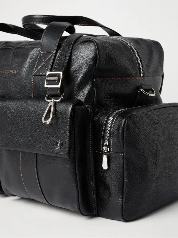 Brunello Cucinelli Grained Leather Leisure Bag | Black | FARFETCH
