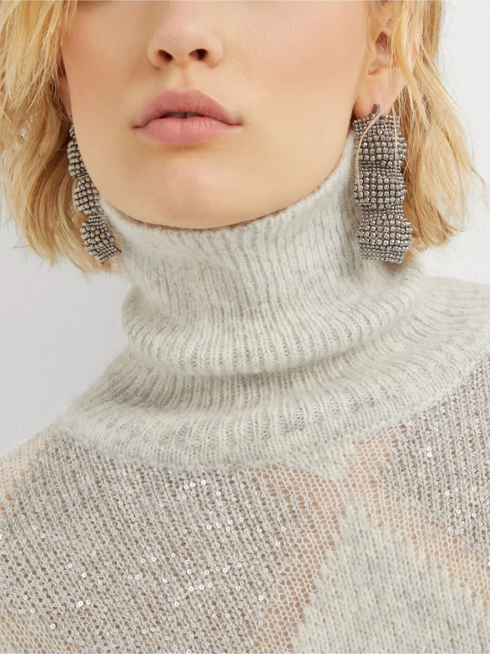 Brunello Cucinelli Sculptured Earrings In Silver