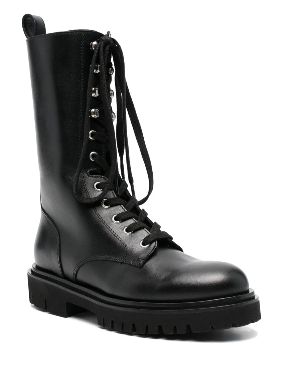 Anna F. leather combat boots Black