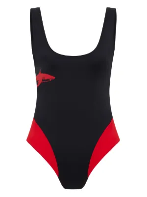Let's Swim プランジングネック ワンピース水着 | ブルー | FARFETCH JP
