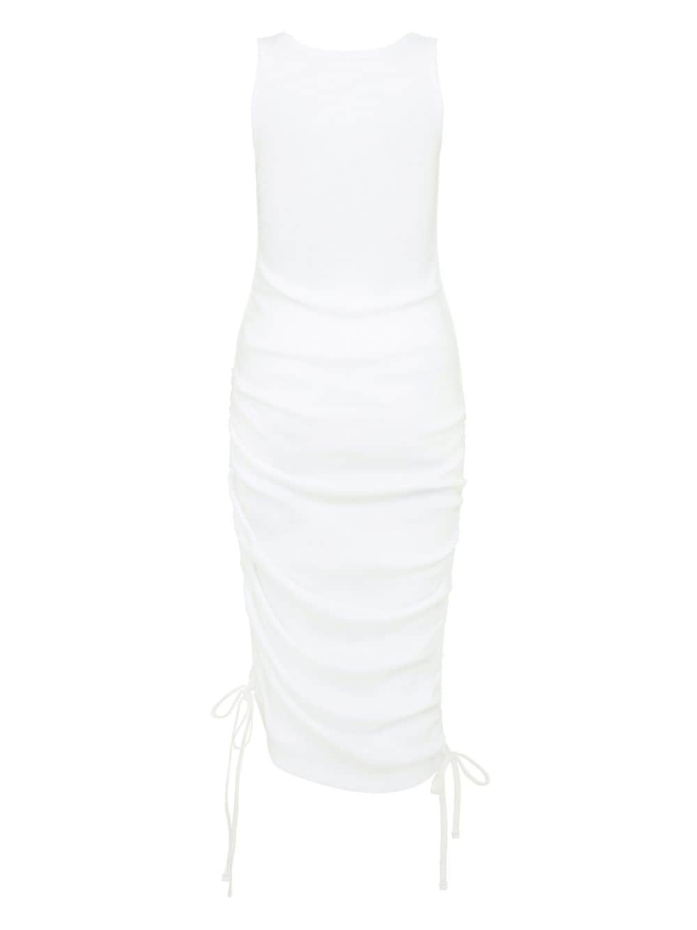 Shop Let's Swim Ruched-detailing Dress In White