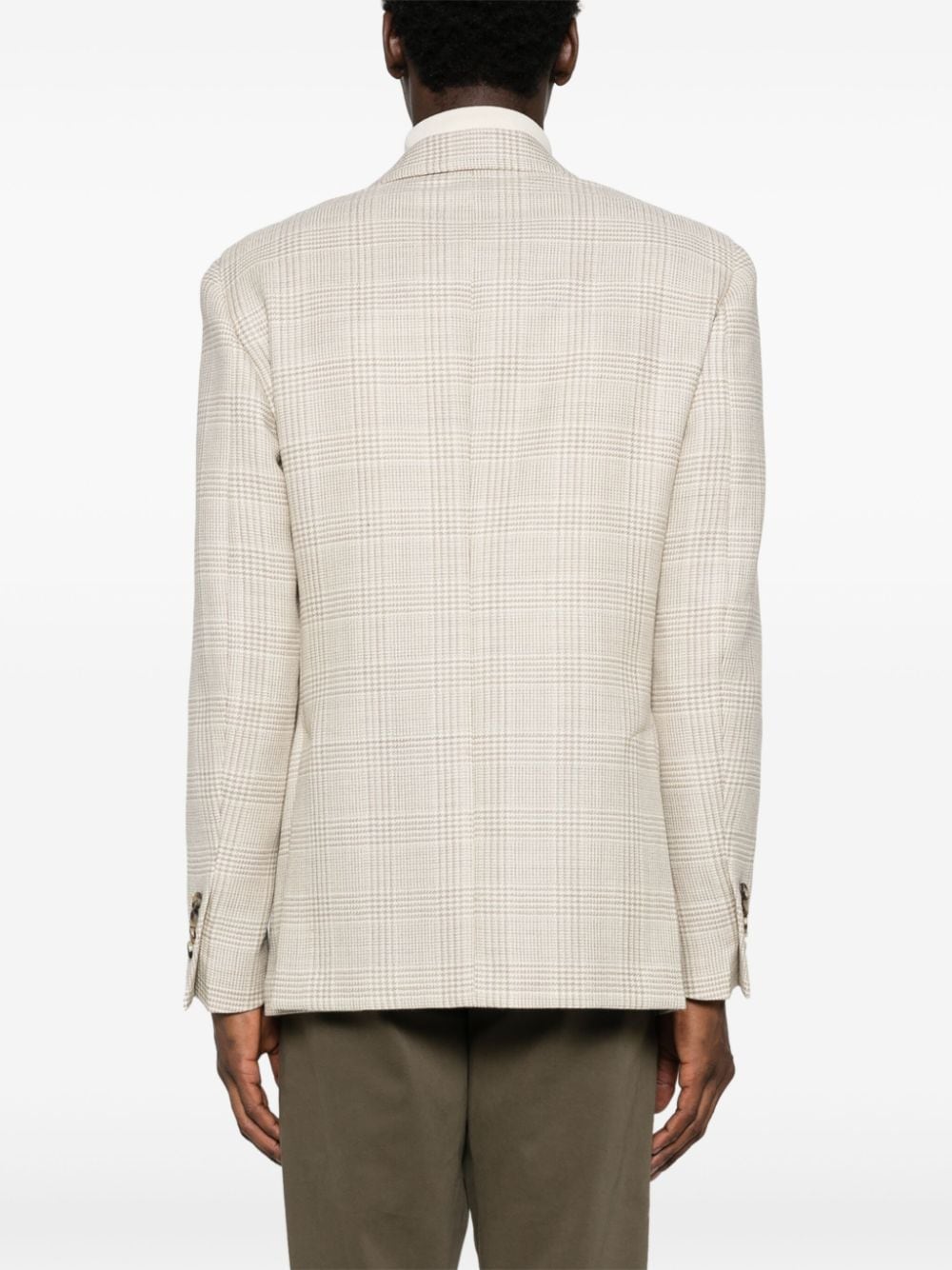 Shop Lardini Prince Of Wales Pattern Blazer In Neutrals