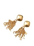 CHANEL Pre-Owned 1995 Gold Plated CHANEL Fringe Dangle Clip on costume earrings