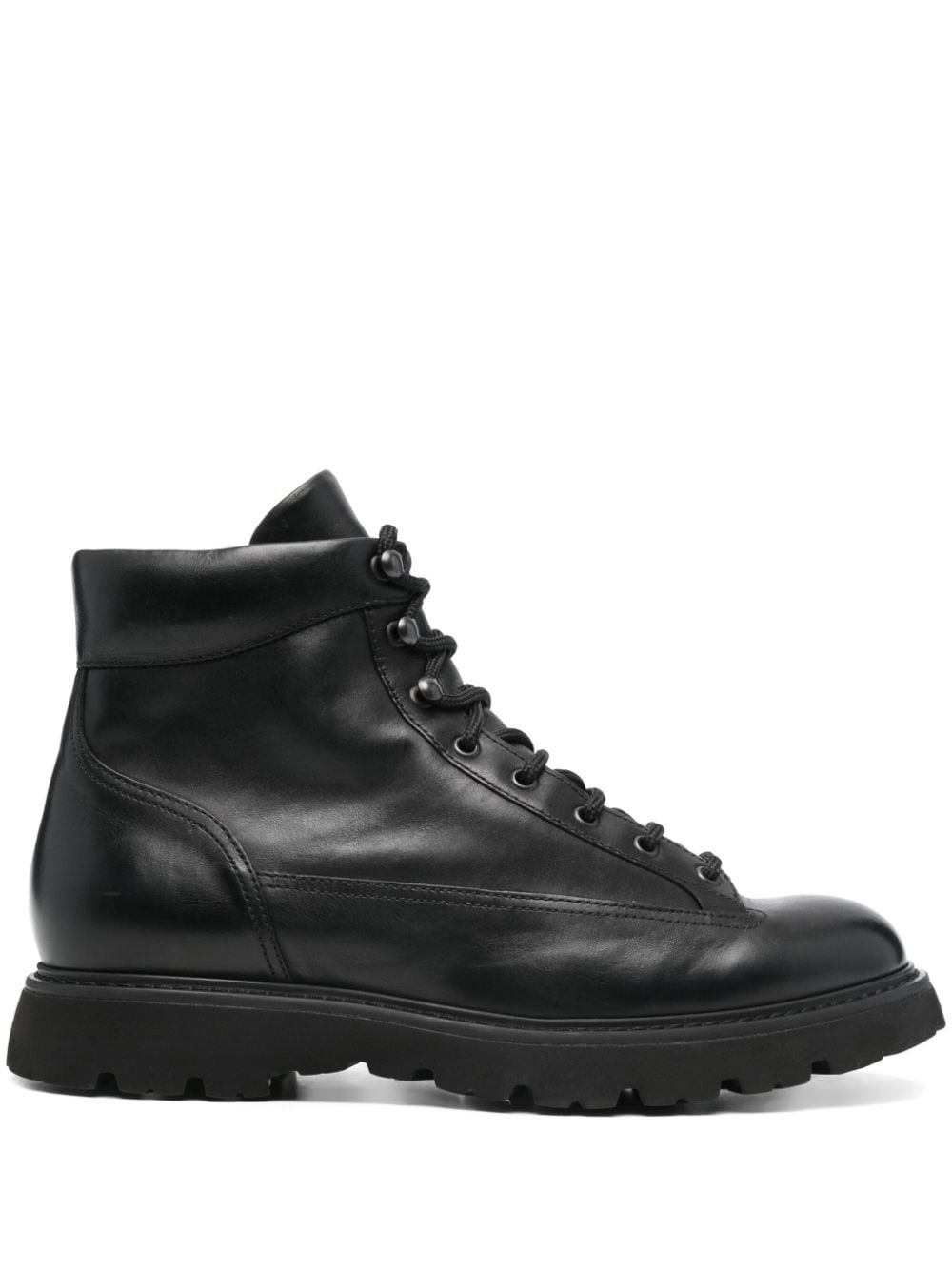 Doucal's leather lace-up boots Black