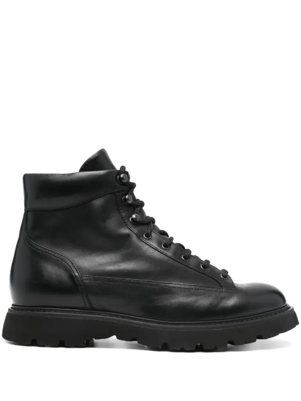 Doucal's Leather lace-up Boots Black FARFETCH ID